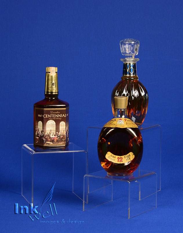 Product photography, Display Stands with glass bottles